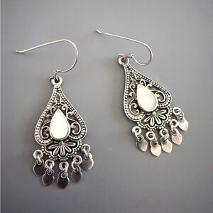 Vintage Sterling Silver Mother of Pearl Chandalier Earrings